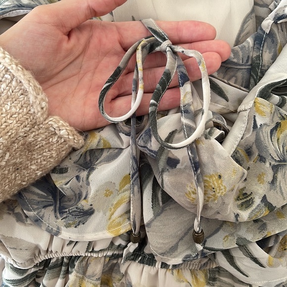 Japana Long dress, palm leaves and tropical pattern. With sewn in slip skirt. - Picture 6 of 6